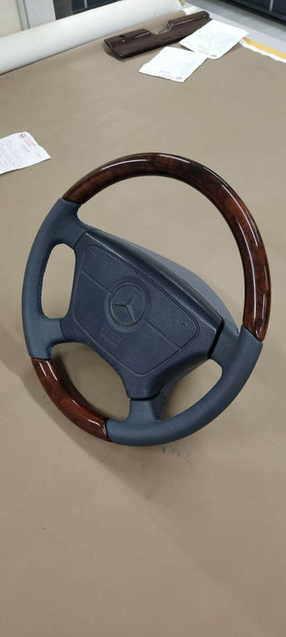 Mercedes Benz Wood Steering Wheel R129 BLUE LEATHER WITH AIRBA