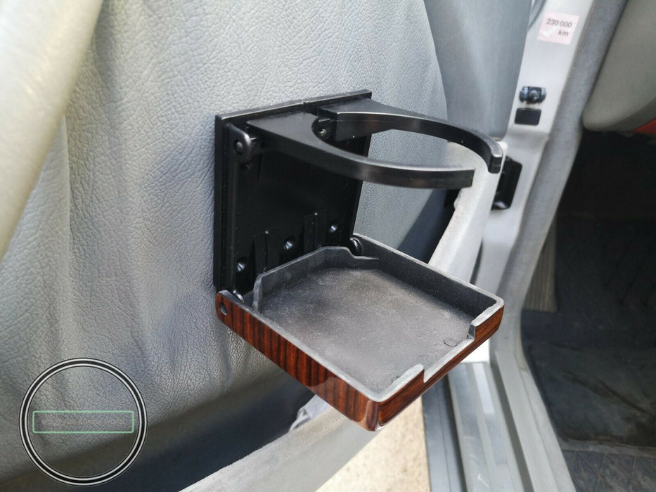 Black Center Console Cup Holder For Mercedes W123 & W124 – EU Size Cups, 2 Drinks, Removable, Made In Poland