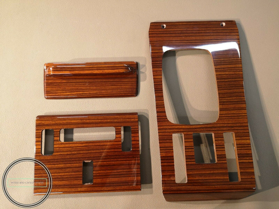 Mercedes R107 SL Center Console Zebrano Wood Trim Set 3 pieces