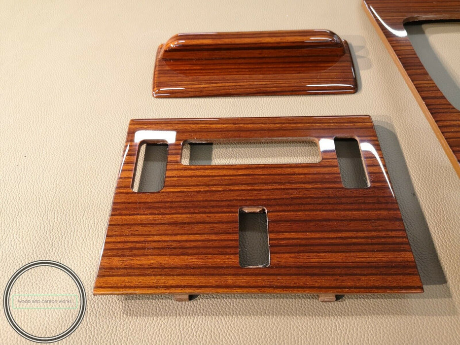 Mercedes R107 SL Center Console Zebrano Wood Trim Set 3 pieces