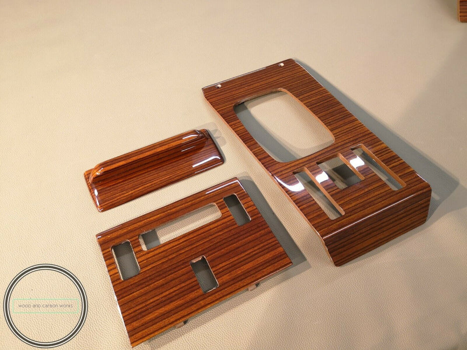 Mercedes R107 SL Center Console Zebrano Wood Trim Set 3 pieces
