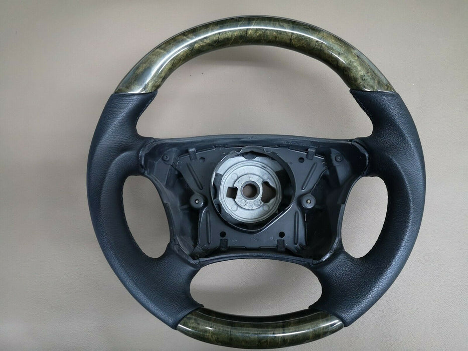 Mercedes benz W208 Wood Steering Wheel W210 Bird Eye Black Leather Custom design