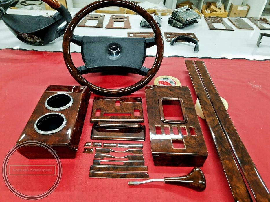 FULL SET Mercedes Wood Trim For R107 SL Mercedes Burlwood Dashboard Trim Set