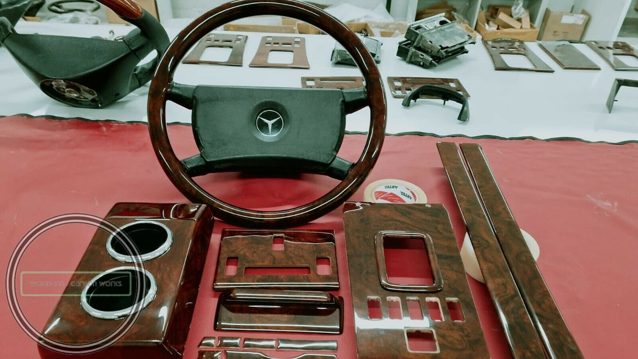 FULL SET Mercedes Wood Trim For R107 SL Mercedes Burlwood Dashboard Trim Set