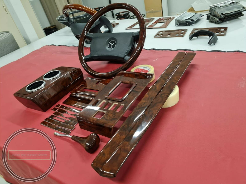 FULL SET Mercedes Wood Trim For R107 SL Mercedes Burlwood Dashboard Trim Set