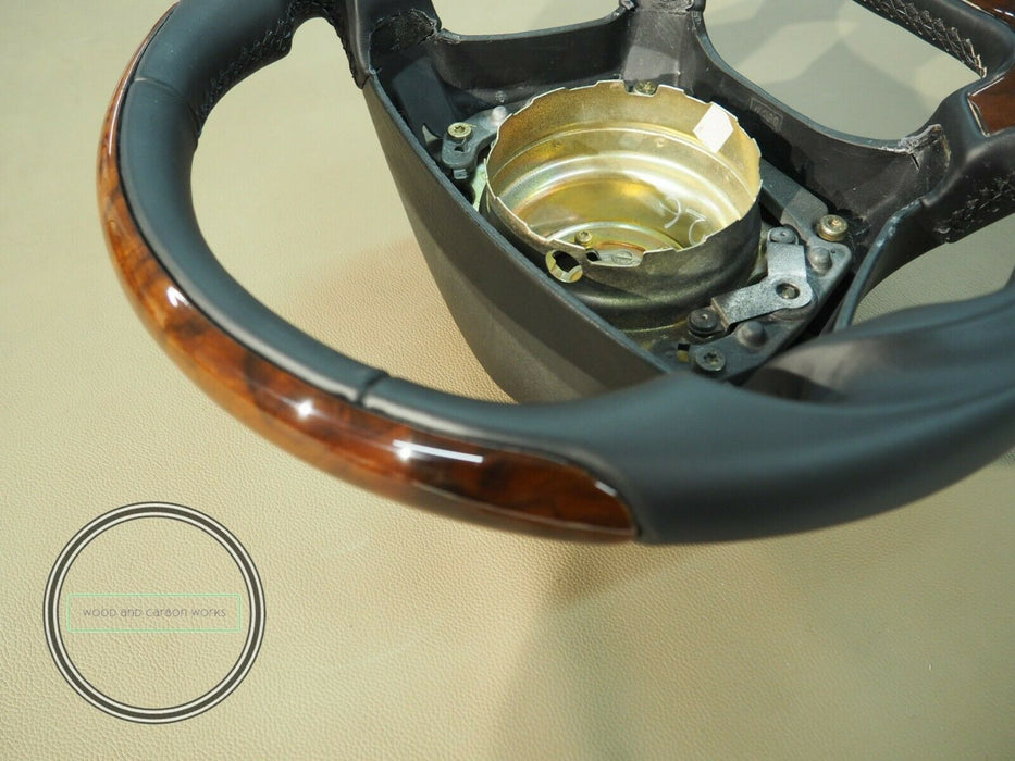 Mercedes R129 W124 W208 W140 500E Wood Steering Wheel Walnut Maybach Style