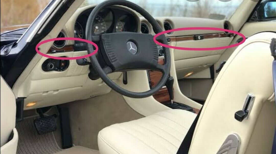 Mercedes sl r107 Wood Dashboard Trim Set Burlwood mercedes 560sl trim