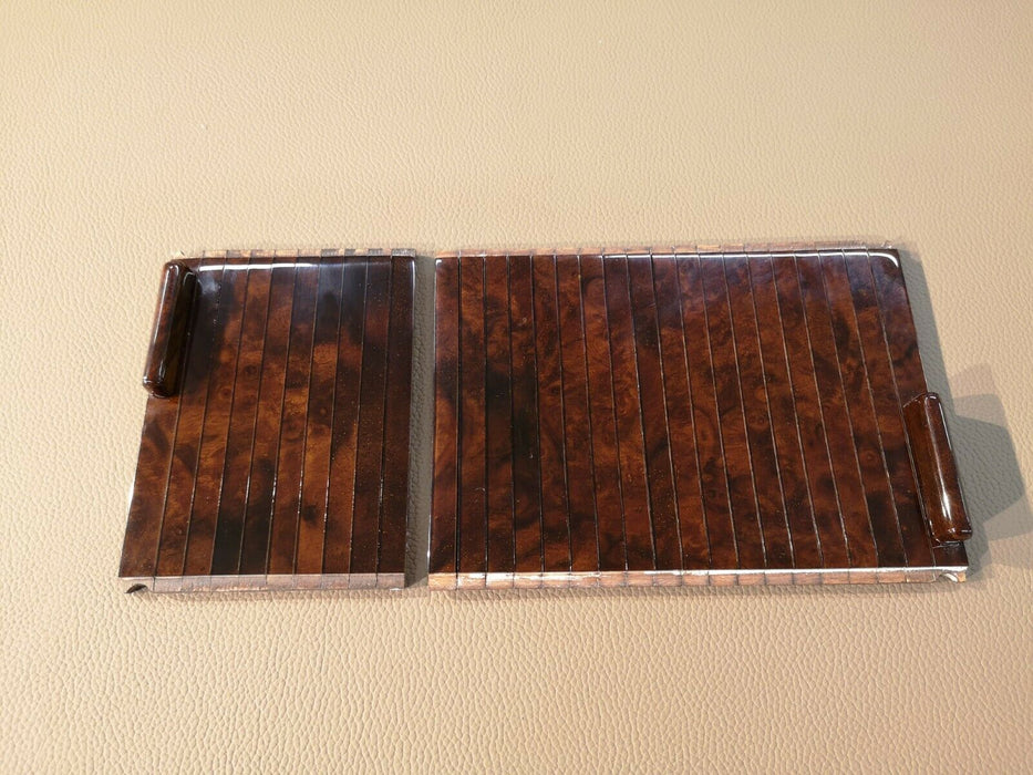 Mercedes Benz SL R129 Wood Blind center console accordion Walnut Burlwood Burl