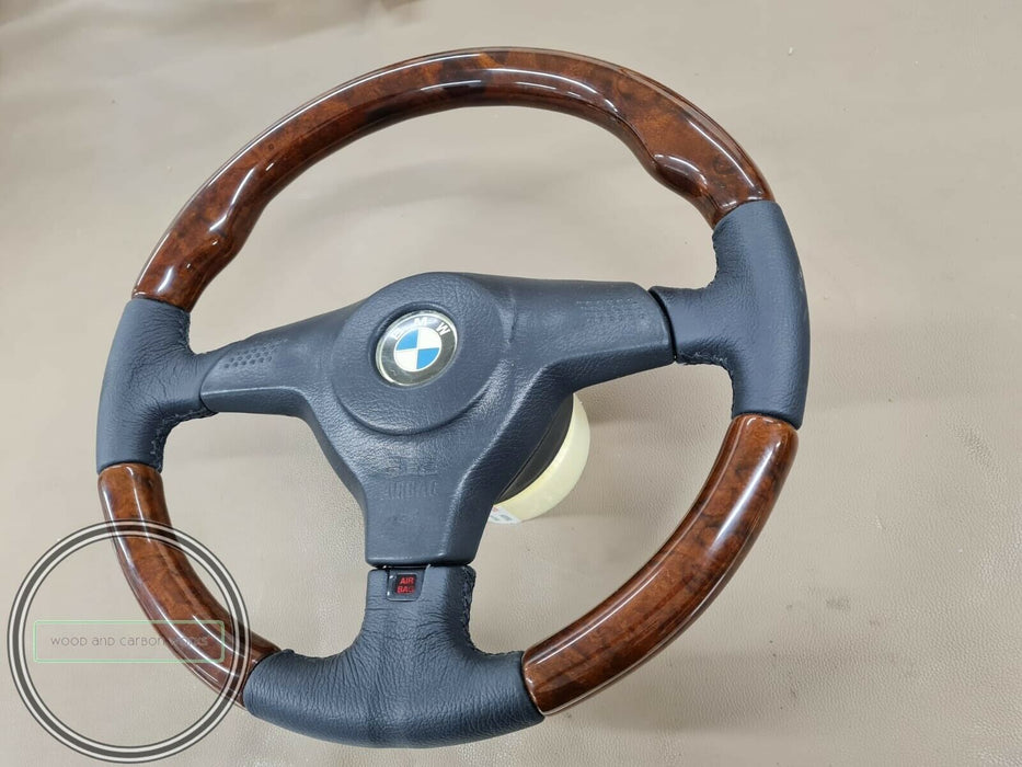 Bmw E36 M3 E34 Rare Wood Steering Wheel 3-spoke Euro Oem Sports