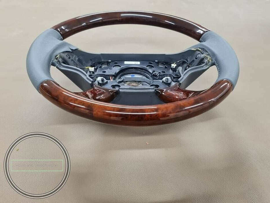 Mercedes W212 E350 E200 E250 Steering Wheel Burlwood GRAY LEATHER