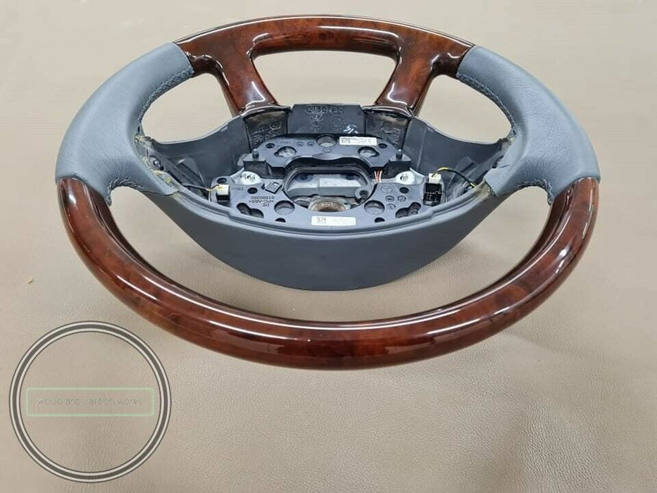 Mercedes W212 E350 E200 E250 Steering Wheel Burlwood GRAY LEATHER