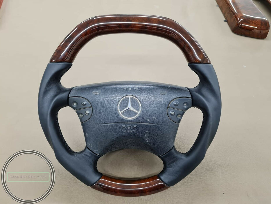 Mercedes AMG W210 Facelift Wood Steering Wheel for W208 BURLWOOD