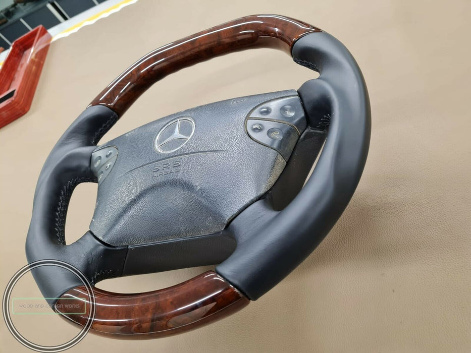 Mercedes AMG W210 Facelift Wood Steering Wheel for W208 BURLWOOD