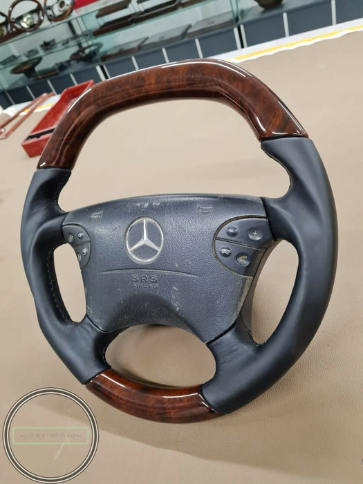 Mercedes AMG W210 Facelift Wood Steering Wheel for W208 BURLWOOD