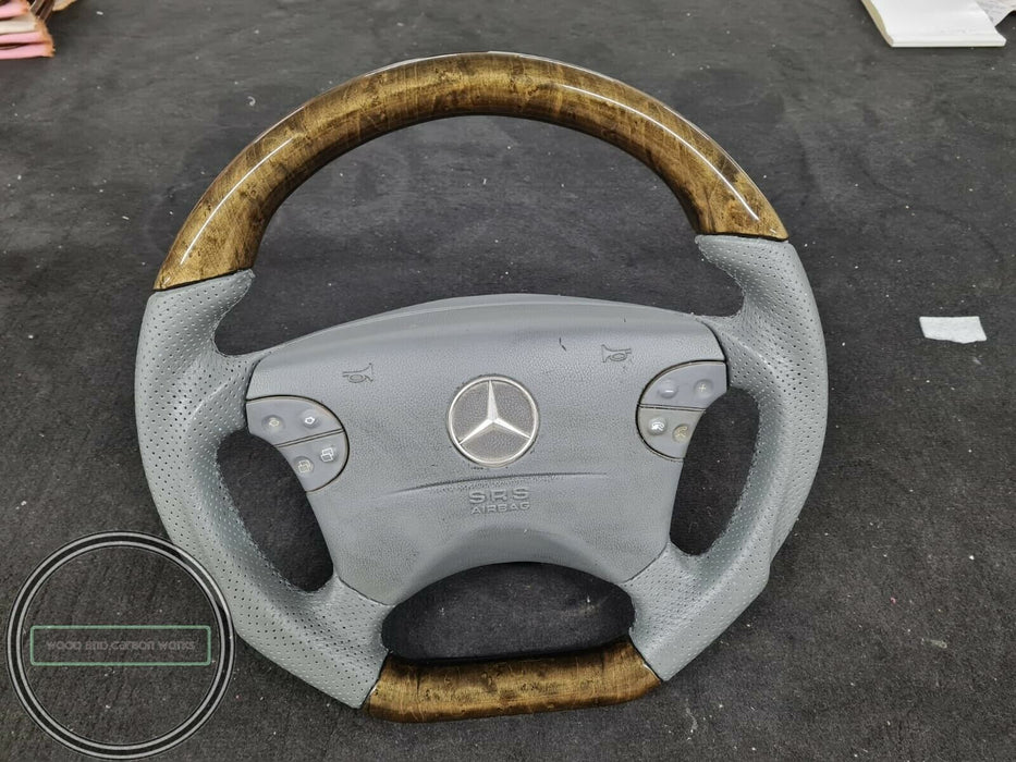Mercedes AMG WOOD STEERING WHEEL W210 W208 BIRDEYES GRAY