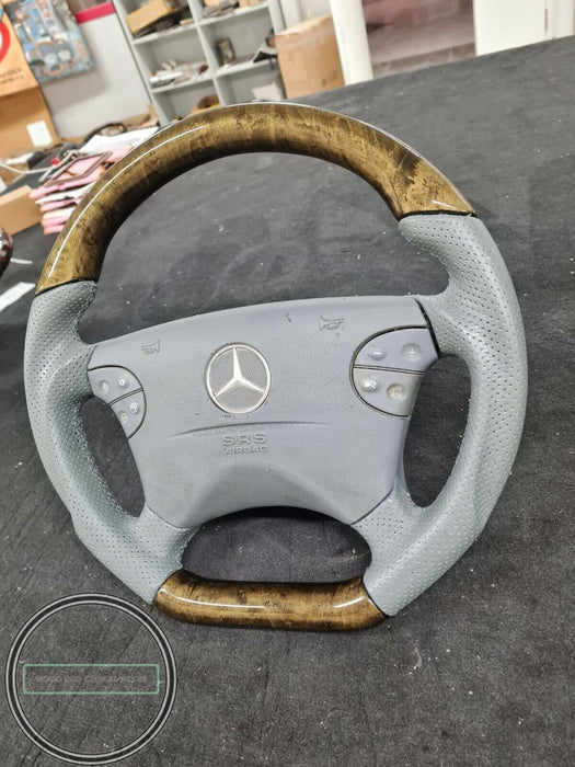 Mercedes AMG WOOD STEERING WHEEL W210 W208 BIRDEYES GRAY