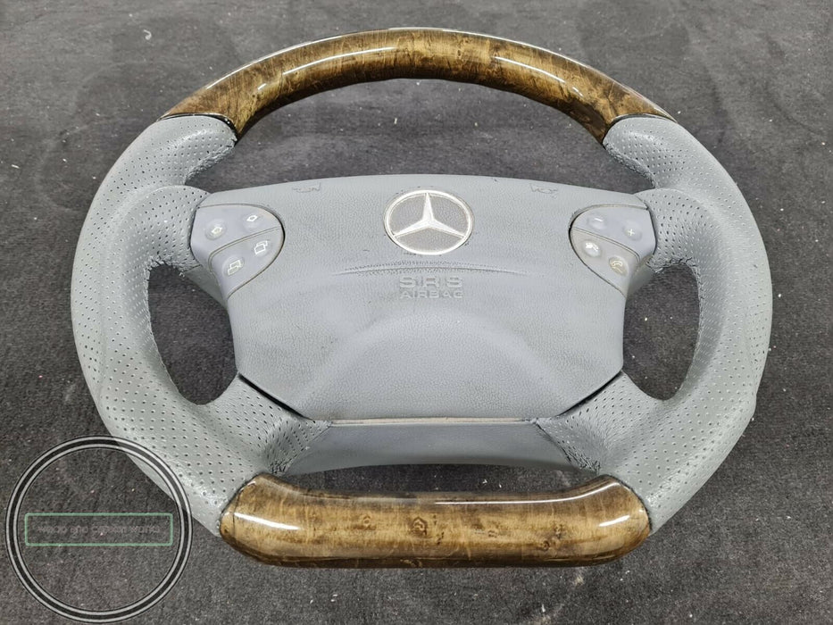 Mercedes AMG WOOD STEERING WHEEL W210 W208 BIRDEYES GRAY