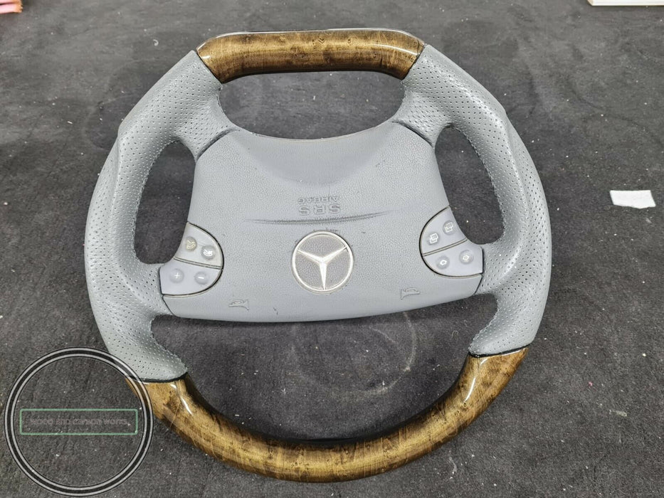 Mercedes AMG WOOD STEERING WHEEL W210 W208 BIRDEYES GRAY