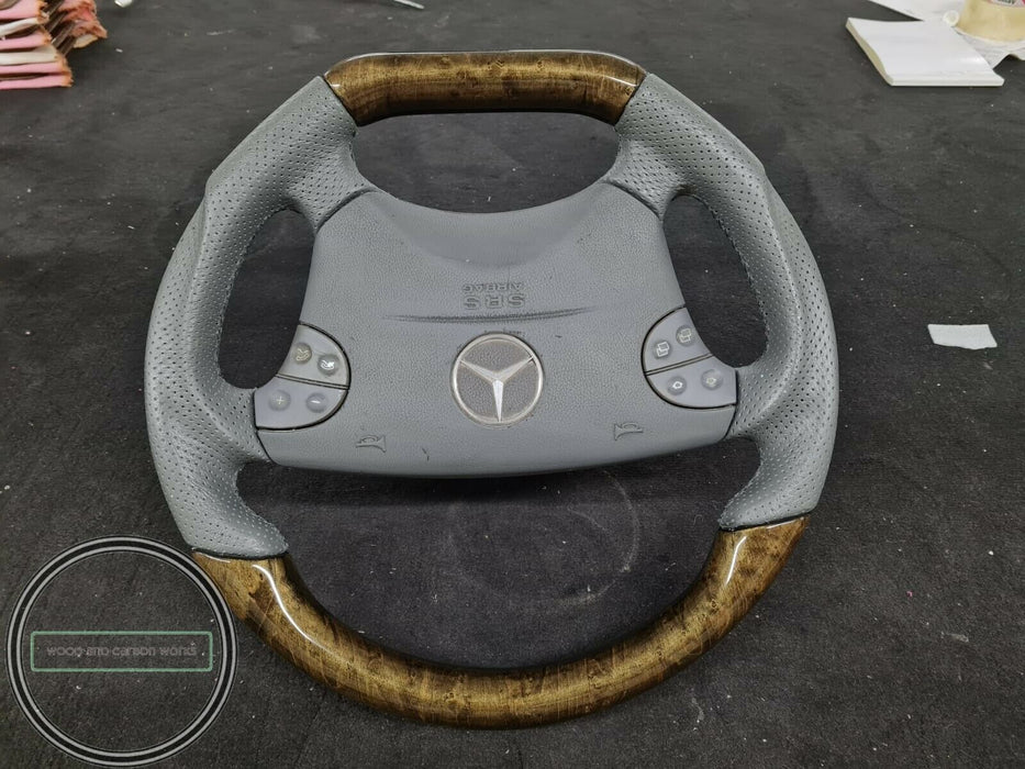 Mercedes AMG WOOD STEERING WHEEL W210 W208 BIRDEYES GRAY
