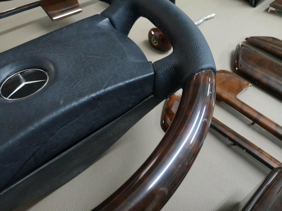 RHD Mercedes W126 wood Trim Set With Steering Wheels 300se 560sel 500sel  WOOD