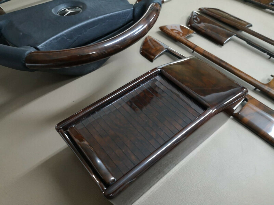 RHD Mercedes W126 wood Trim Set With Steering Wheels 300se 560sel 500sel  WOOD