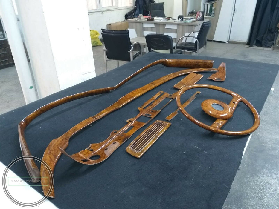Mercedes W111 Wood Trim Set With Steering Wheel Light Walnut