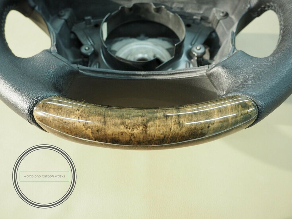 Mercedes AMG WOOD STEERING WHEEL W210 W208 BIRDEYES  BLACK LEATHER