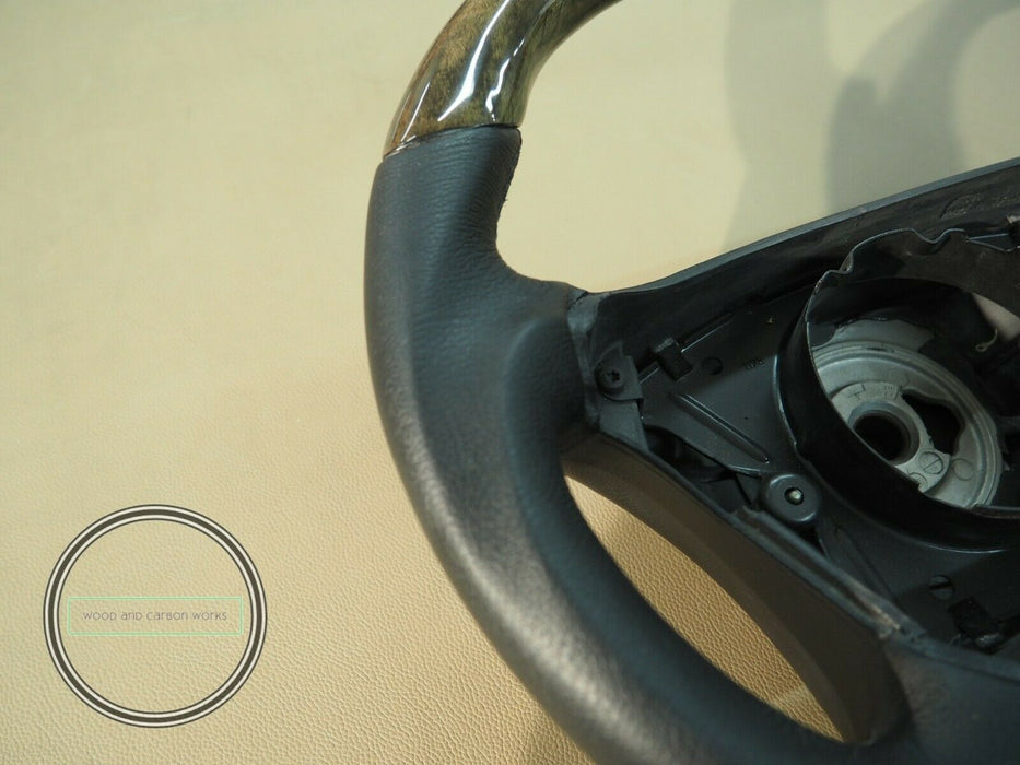 Mercedes AMG WOOD STEERING WHEEL W210 W208 BIRDEYES  BLACK LEATHER