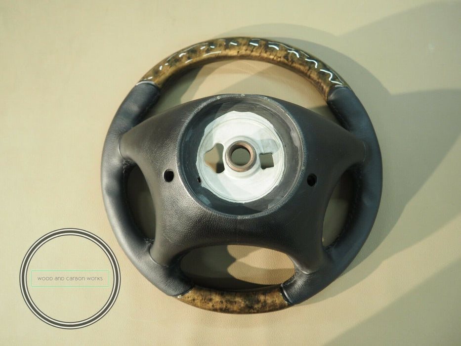 Mercedes AMG WOOD STEERING WHEEL W210 W208 BIRDEYES  BLACK LEATHER