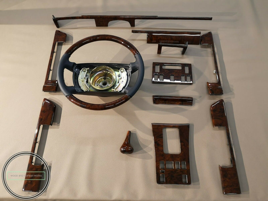 Mercedes W126 SEL Burlwood Wood Trim Set 4 DOOR VERSION WITH STEERING WHEEL