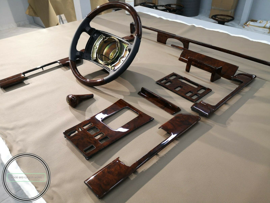 Mercedes W126 SEL Burlwood Wood Trim Set 4 DOOR VERSION WITH STEERING WHEEL