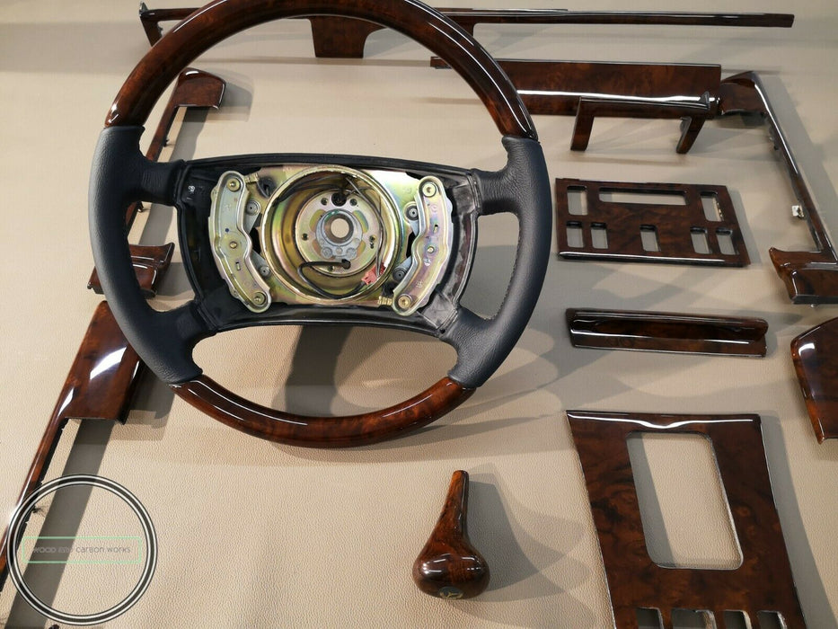 Mercedes W126 SEL Burlwood Wood Trim Set 4 DOOR VERSION WITH STEERING WHEEL