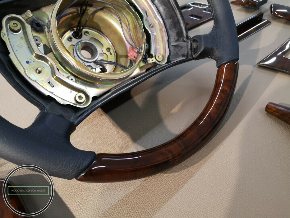 Mercedes W126 SEL Burlwood Wood Trim Set 4 DOOR VERSION WITH STEERING WHEEL