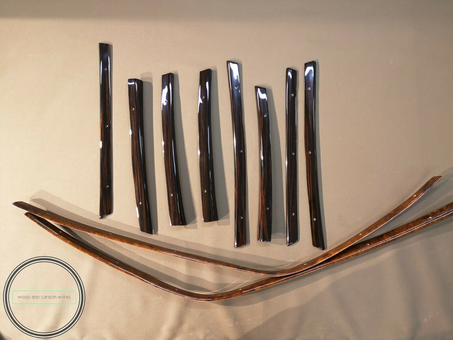 Mercedes W108 Ebony Wood Window Trim Set 10 Pieces as set for SHORT BASE