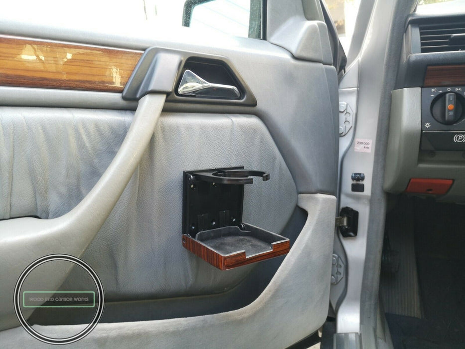 MERCEDES BENZ w123 w124 r107 w126 WOOD FOLDING DRINK CUPHOLDER Zebrano
