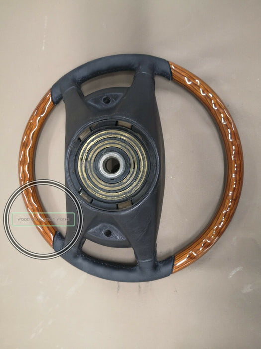 MERCEDES W126 Zebrano Wood BLACK LEATHER STEERING WHEEL EARLY Version