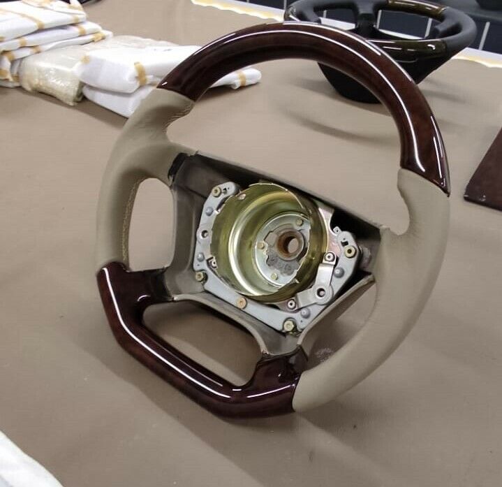 Mercedes W140 Steering Wheel Wood AMG Look Burled Walnut BEIGE