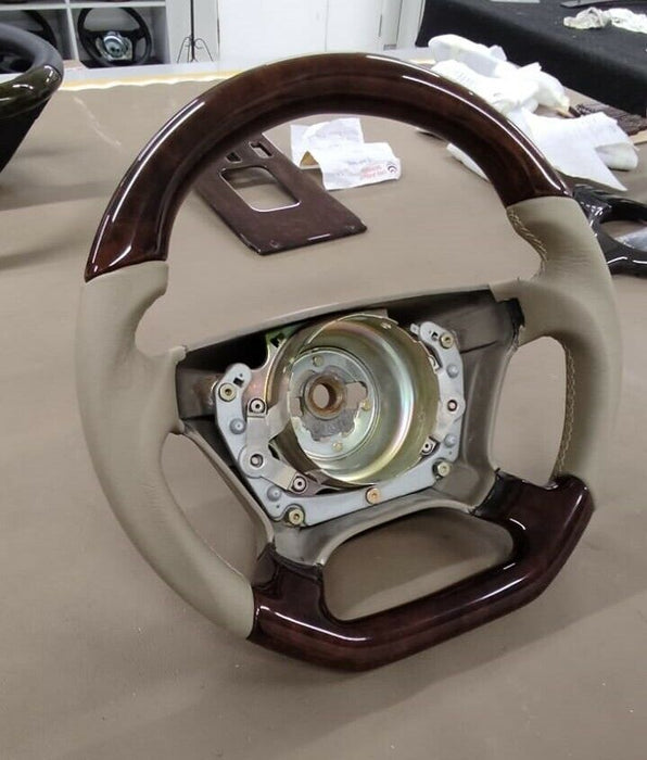 Mercedes W140 Steering Wheel Wood AMG Look Burled Walnut BEIGE