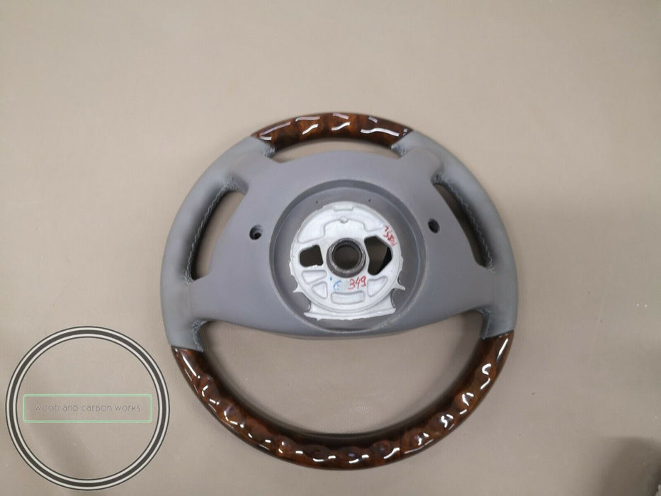Mercedes W209 w211 CLK Wood Steering Wheel Burlwood Gray leather