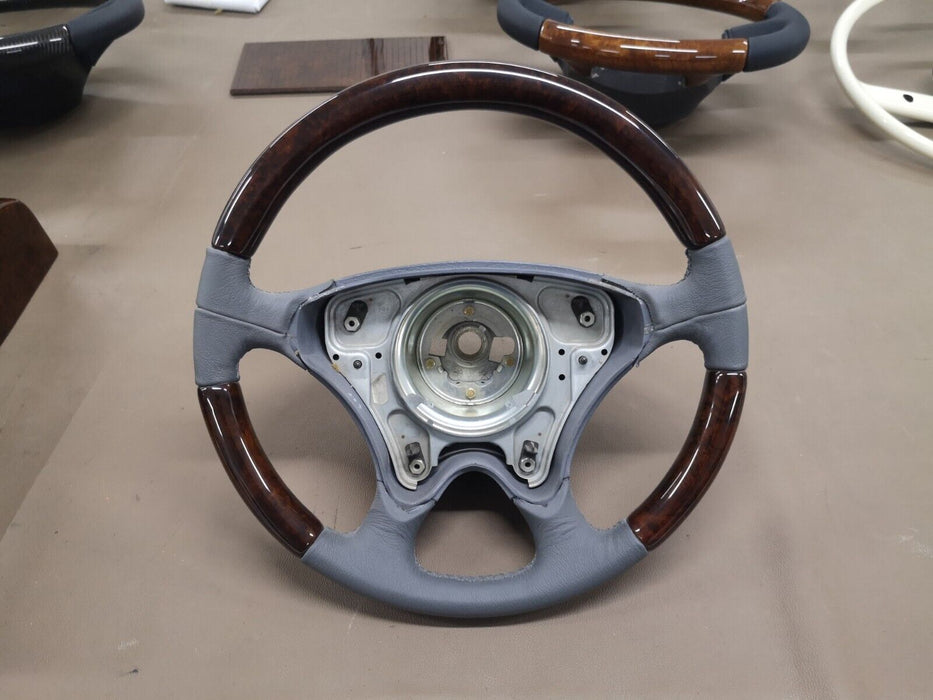 Mercedes R129 Facelift Wood steering wheel Walnut Gray Leather