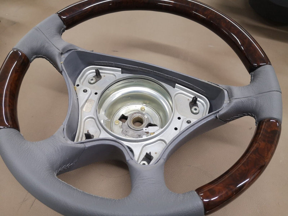 Mercedes R129 Facelift Wood steering wheel Walnut Gray Leather