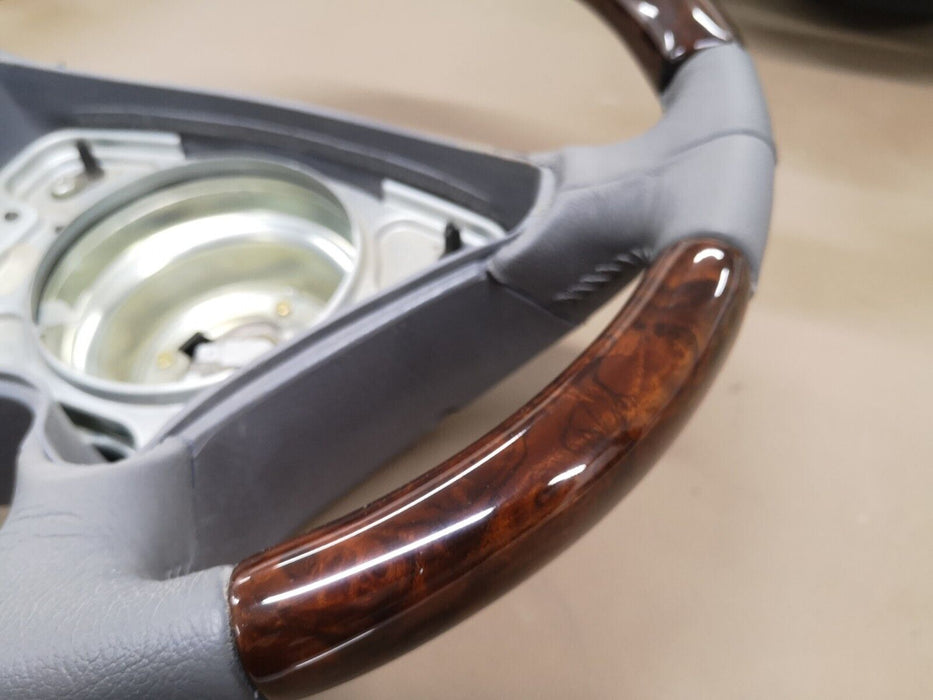 Mercedes R129 Facelift Wood steering wheel Walnut Gray Leather