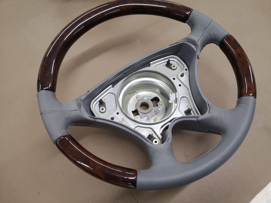 Mercedes R129 Facelift Wood steering wheel Walnut Gray Leather