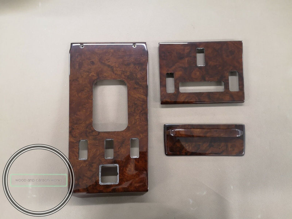 3 Pieces Mercedes r107 SL Center Console Gear Shift Wood Trim Burlwood 560SL