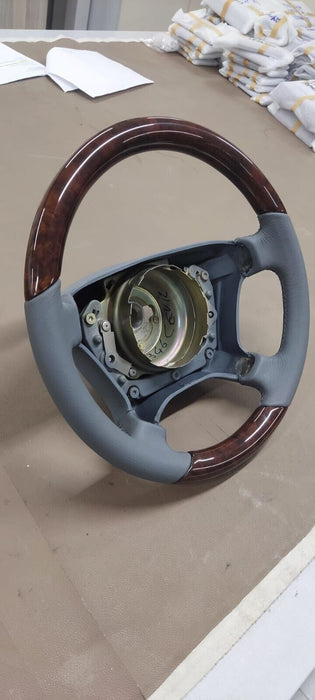 Mercedes Wood Steering Wheel w124 fits w140 w202 w208 w463 W462 G Gray leather