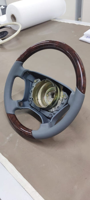 Mercedes Wood Steering Wheel w124 fits w140 w202 w208 w463 W462 G Gray leather