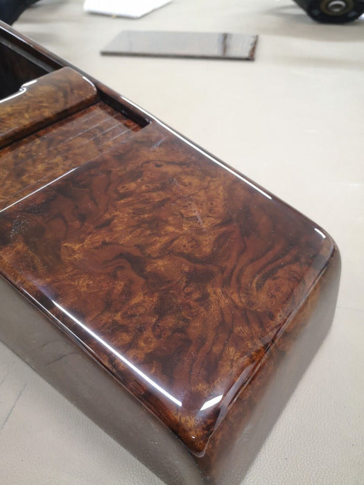 MERCEDES W126 SEC  STORAGE BOX REAR CENTER CONSOLE Wood Burled Walnut