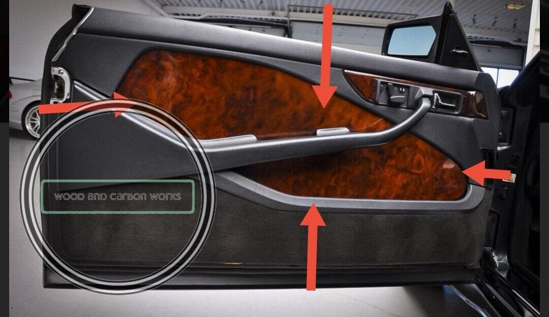 Mercedes W126 SEC AMG Door Card Trim set Burlwood Wood Trim Set