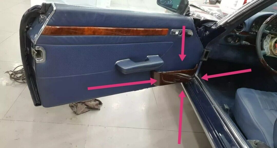 2 Pieces Mercedes R107 SL Door Pocket Wood W107 WOOD BURLWOOD