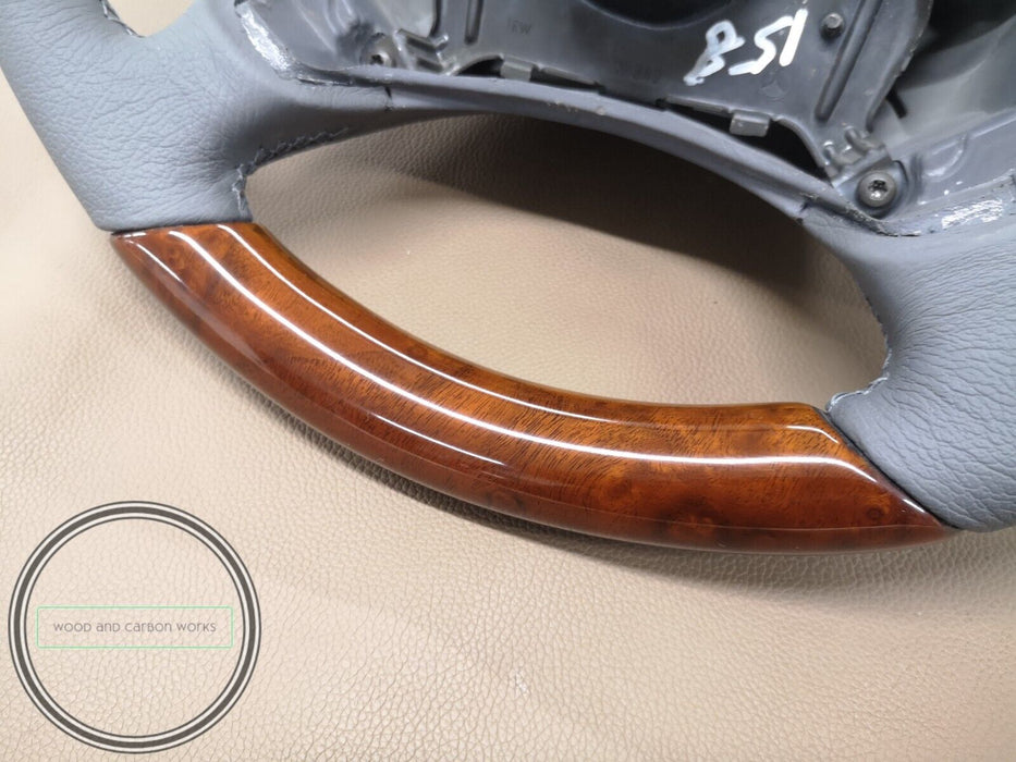 Mercedes W209 CLK Wood Steering Wheel Light wood Gray leather w211 facelift